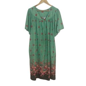 Anthony Richards 60s Momo dress, house coat, green floral, Large